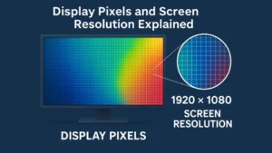 Simple explanation of display pixels and screen resolution with clear visual examples for beginners